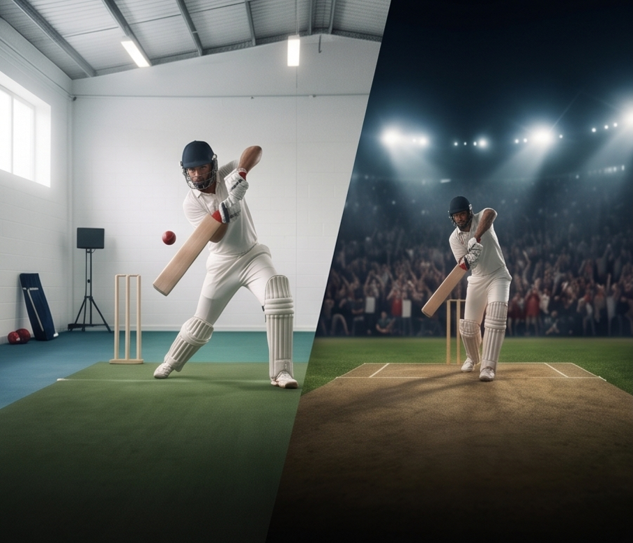 Cricket player in training